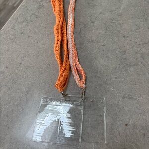Orange  Crochet Lanyard with Clear ID Holder, set of 2